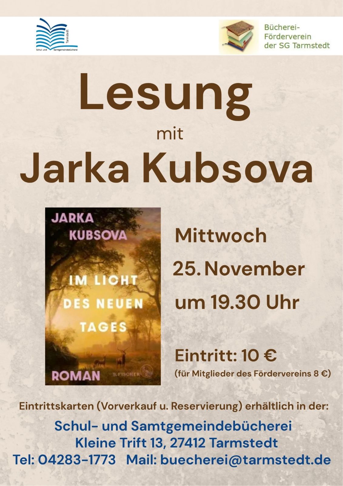 Lesung mit Jarka Kubsova - Im Licht des neuen Tages